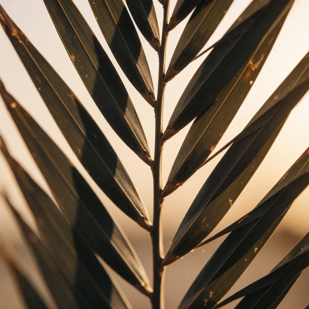 Palm frond in golden hour light